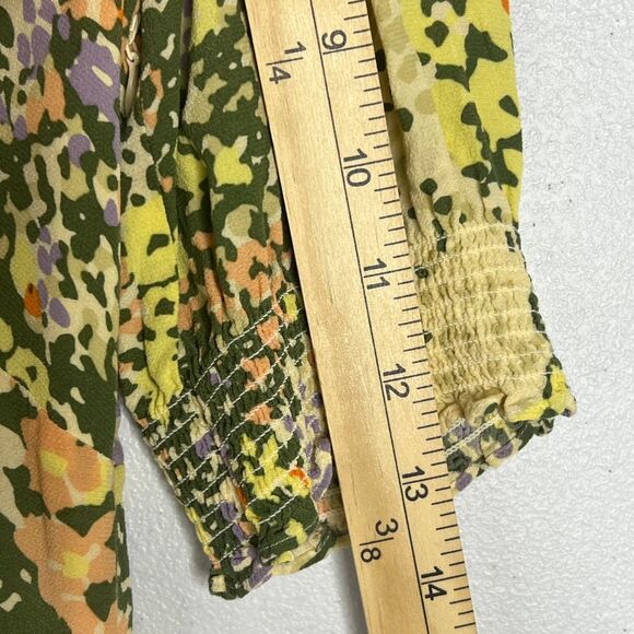 Rails Dress Roma Gardenia Floral Mini Yellow Puff Sleeve V-Neck Size Small - Picture 16 of 16